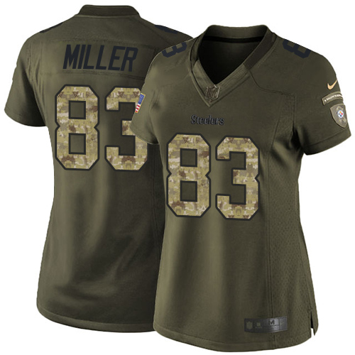 Women's Elite Heath Miller Nike Jersey Green - #83 Salute to Service NFL Pittsburgh Steelers